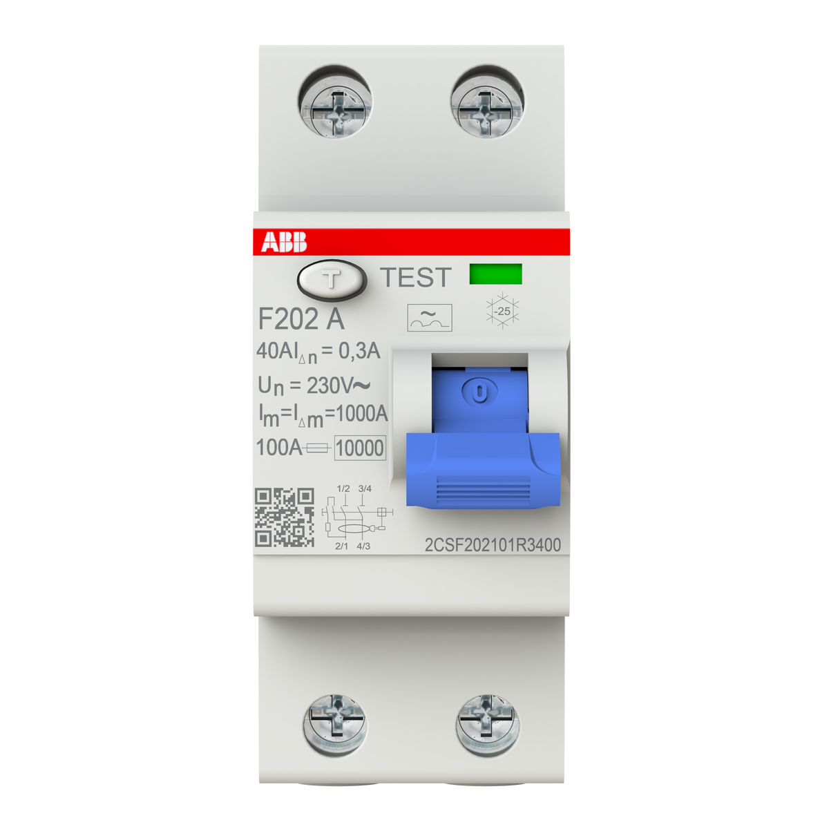ABB F202A-40/0,3 FI-Schutzschalter Typ A 40 A, 2-polig, 300 mA