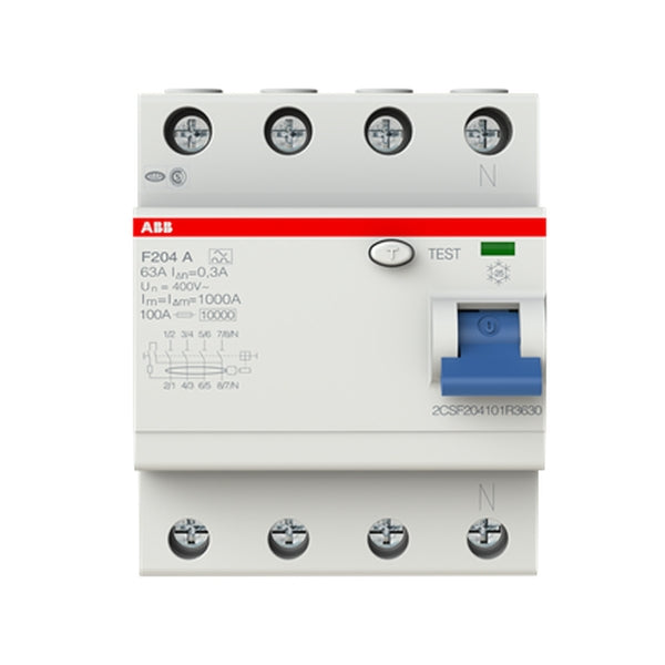 ABB F204A-63/0,3 FI-Schutzschalter Typ A 63 A 300 mA