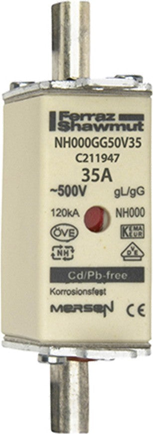 MERSEN NH-Sicherungseinsatz SF Gr.000 gG 35A/500VKM NH000GG50V35