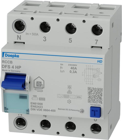 Doepke FI-Schutzschalter 4p, 40A, 0.03A, DFS4 040-4/0,03-HP