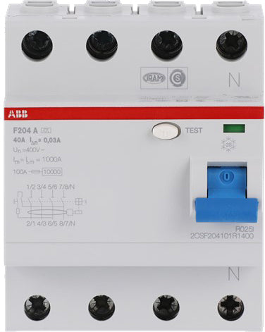 ABB FI-Schutzschalter F204A-40/0,03 – 4-polig, 40A/30mA Typ A | SGS Elektrotechnik