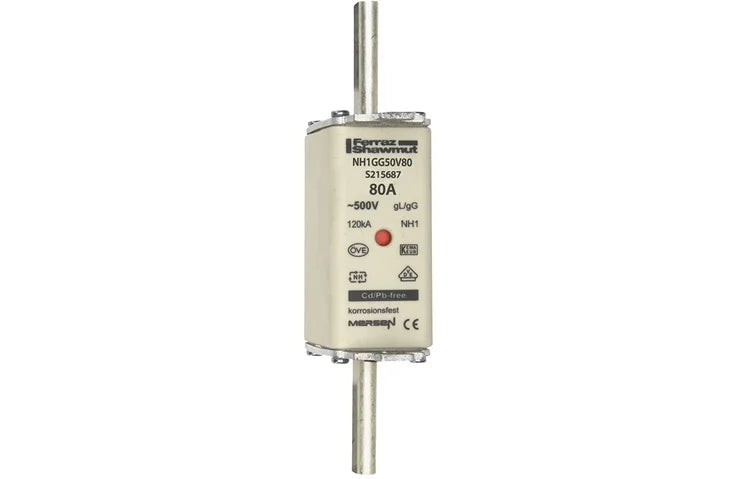 MERSEN NH-Sicherungseinsatz NH1 gG 80 A, 500 V – NH1GG50V80 – Herstellerabbildung
